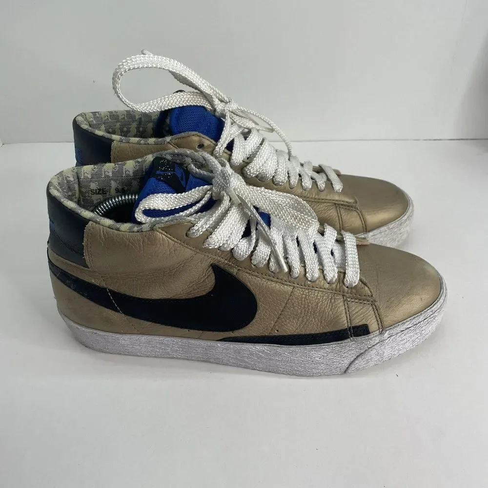 Nike Mens Blazer High Premium 316397-901 Gold Basketball Shoes Sneakers Size 9.5